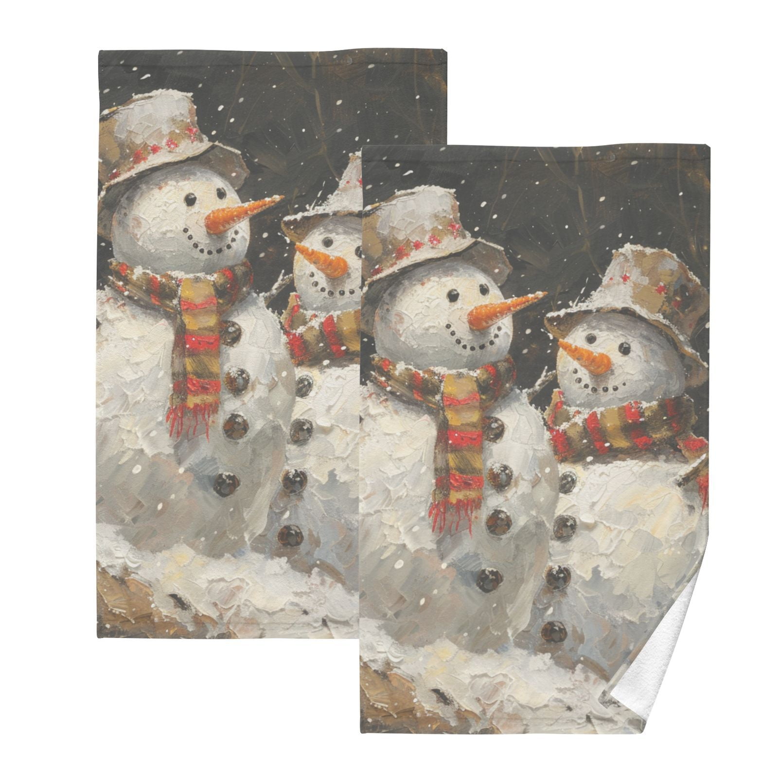 Snowmans Hand Towels Cotton Bath Towels Large Face Towels Absorbent for Bathroom 2 Packs