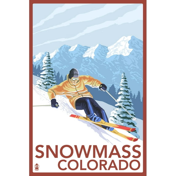 Snowmass, Colorado, Downhill Skier (12x18 Wall Art Poster, Room Decor)