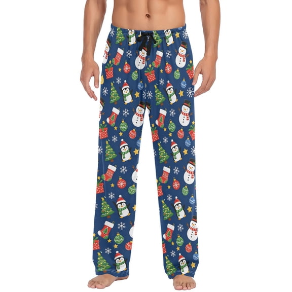Snowmen Christmas Trees Men's Pajama Pants Lightweight Pjs Bottoms Sleepwear Bottom Pants with Pocket Drawstring