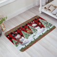 Snowmen Christmas Trees Rustic Snow Scene Red Plaid Indoor Doormat Non