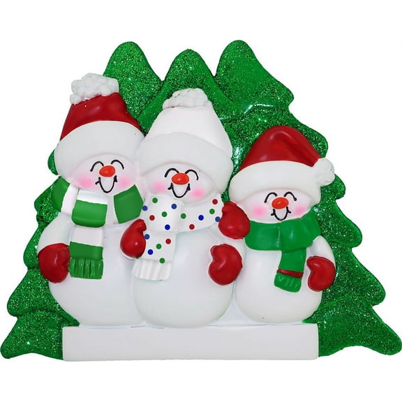 Snowmen Family 3 People Personalized Christmas Ornament DO-IT- YOURSELF