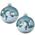 thumbnail image 1 of Snowmen Glass Ornaments - Set of 2 Blue European Glass Balls, 1 of 5