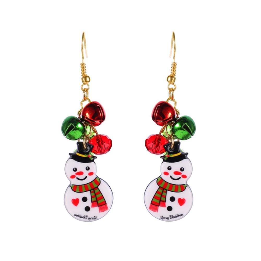 Christmas Earrings For Women – Dainty Santa Hat, Snowman & Snowflake Drop Dangle Earrings, Holiday Jewelry