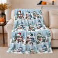 thumbnail image 1 of Snowmen with Mugs Scarves Pine Forest and Falling Snow, Cozy Watercolor Winter Scene for Snowman Lovers, Warm Flannel Blanket for Living Room and Family Room, Christmas Gift, Home Decor, 1 of 9