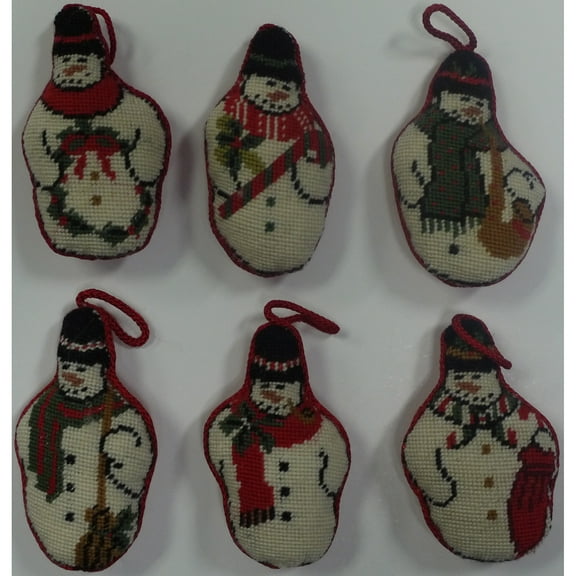 Snowmen Petit Point Christmas Tree Ornament