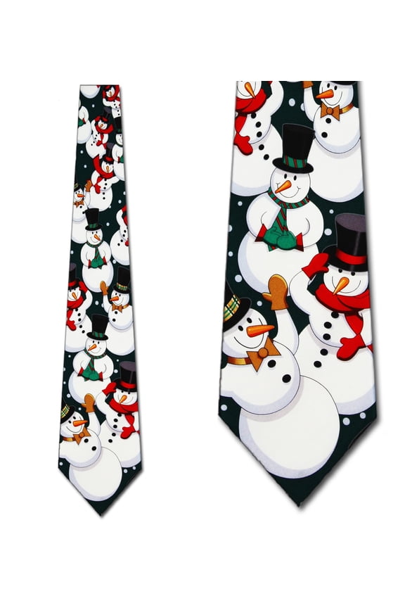 Snowmen on Green Necktie Mens Tie
