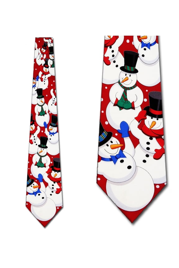 Snowmen on Red Necktie Mens Tie