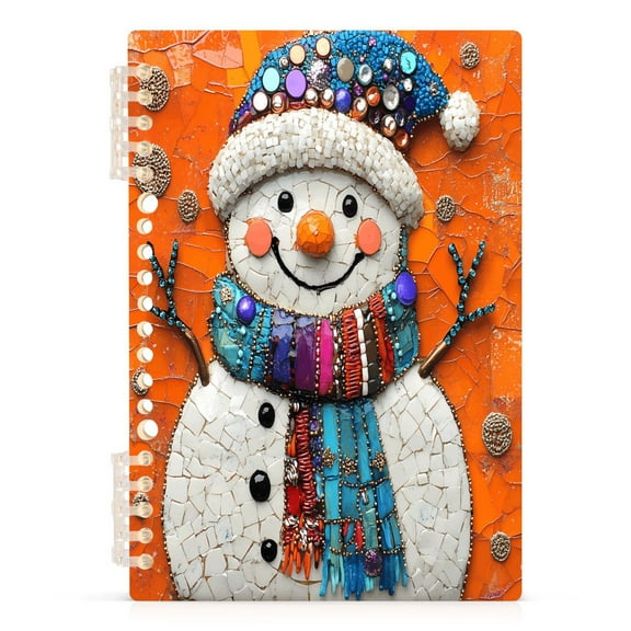 Snowmen with Colorful Sequins Hat Notebooks 1-subject Journal 60 Sheets A5 College Ruled Paper Detachable Ring 8.3"x5.7"