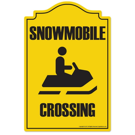 Snowmobile Crossing Novelty Sign | Indoor/Outdoor | Funny Home Décor for Garages, Living Rooms, Bedroom, Offices | SignMission personalized gift Wall Plaque Decoration