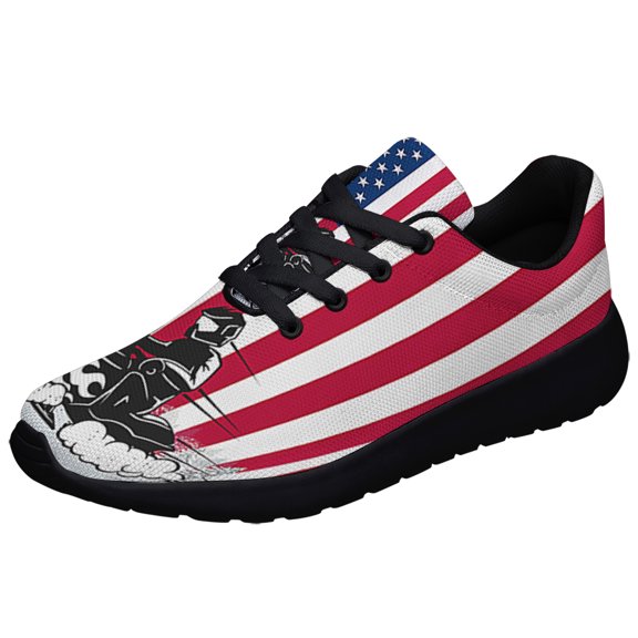 Snowmobile Patriotic American flag Shoes Sneakers Black Size 3.5
