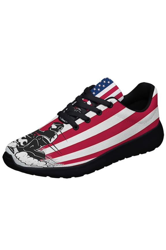 Snowmobile Patriotic American flag Shoes Sneakers Black Size 4