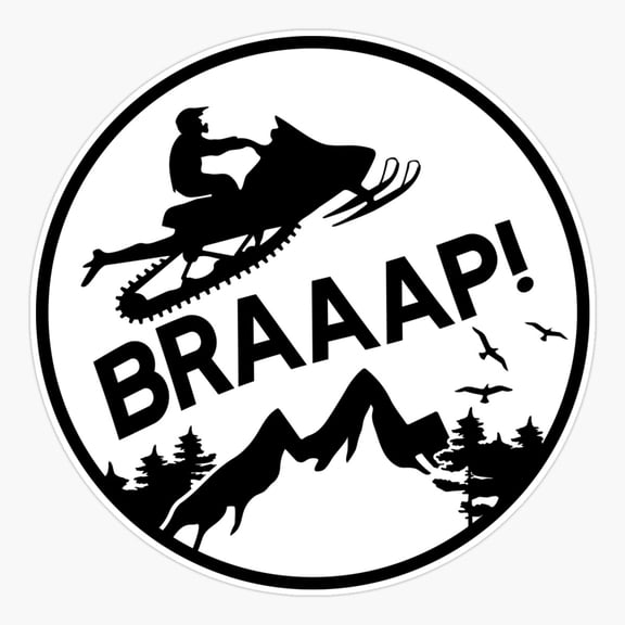 Snowmobile Riding Braaap Winter Sports Sticker