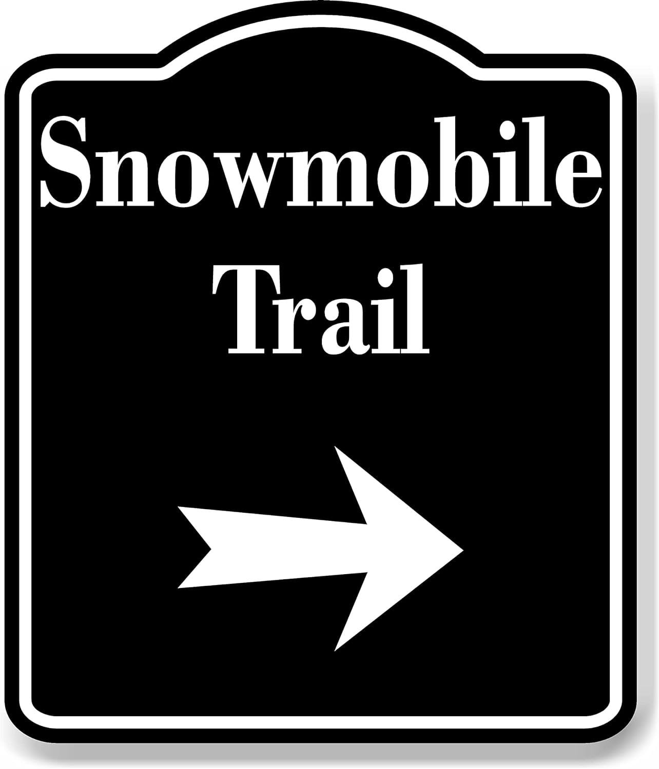 Snowcat Ridge Sign Snowmobile Trail Right Arrow BLACK Aluminum Composite Sign, 8.5