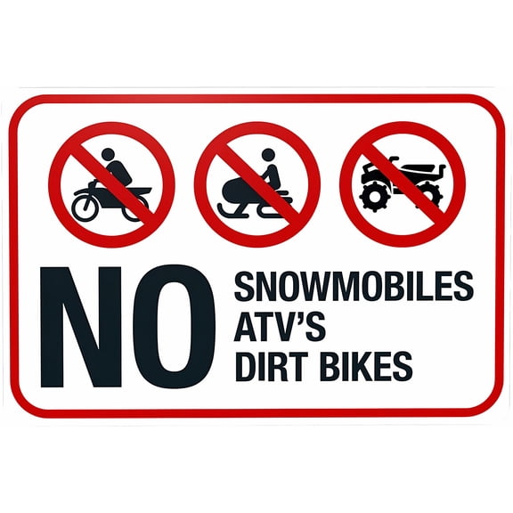 No Snowmobiles Atvs Dirt Bikes With Graphics Warning Sign - 8"x12" Security Metal Sign for Business Office Road Street Home Yard Garden Wall, Off-Road Vehicle Prohibition