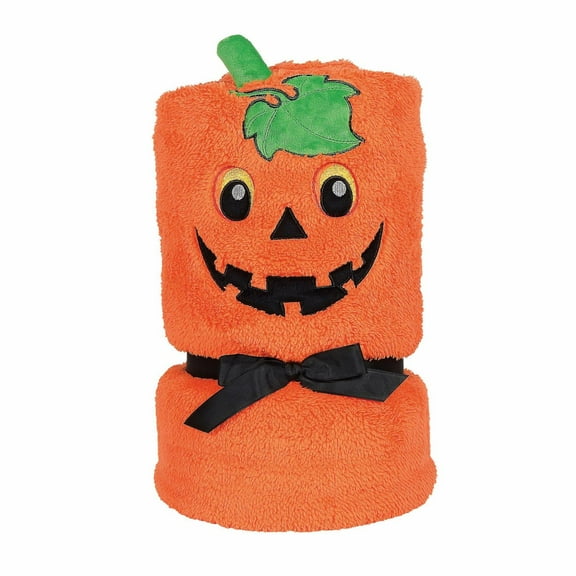 Snowpinion Jack-O-Lantern Fleece Throw Blanket, Pumpkin 45" x 60"