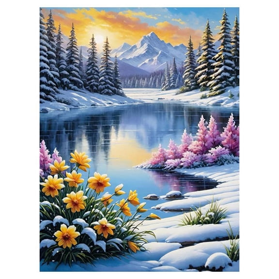 Snowscape Cabin Diamond-art Painting