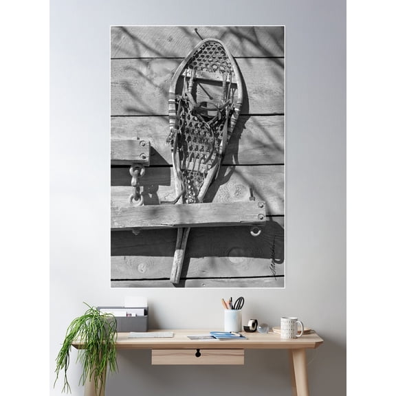 Snowshoe Black & White Poster Wall Art, Modern Wall Decor For Living Room Bedroom, 12x18 UNFRAMED