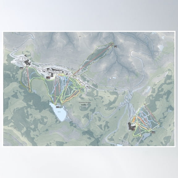 Snowshoe Mountain Resort Trail Map Poster Wall Art, Modern Wall Decor, 24x36 UNFRAMED