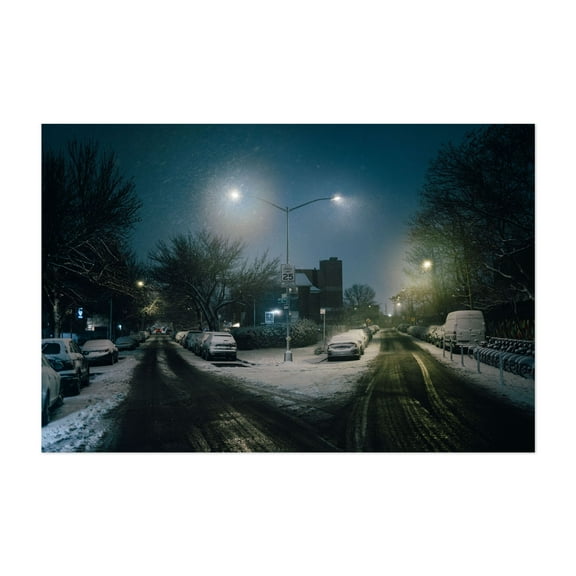 Snowstorm in Elmhurst - Queens New York Photography Winter Snow Night Sky Street Photography City Scenic Nightlife Unframed Wall Art Print 4 x 6 inches