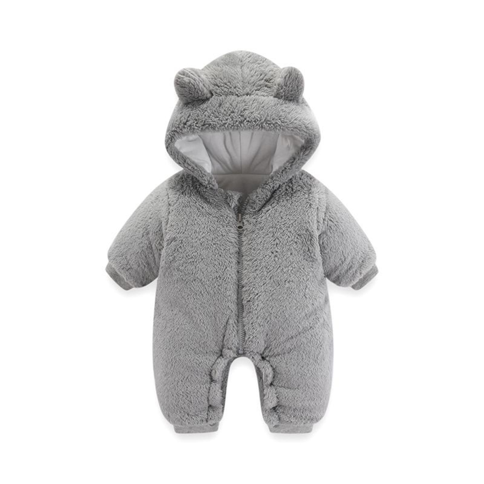 Snowsuit Baby Boy Hooded Jumpsuit Bear Ear Romper Warm Outfits Baby Girl Baby Winter Clothes Girl 3-6 Months