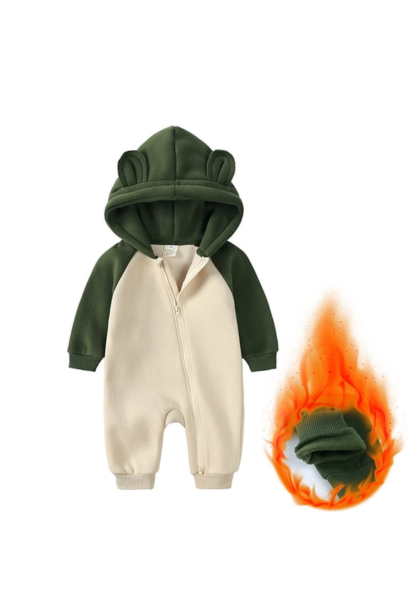 Snowsuit Baby Boy Hooded Jumpsuit Bear Ear Girl Romper Outfit Warm Sleepers Baby Girl 3-6 Months