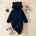 thumbnail image 1 of Snowsuit Baby Boy Fleece Jumpsuit Bear Ear Newborn Girl Baby Romper Baby Girl Warm Outfits Newborn Girl 6-9 Months, 1 of 7