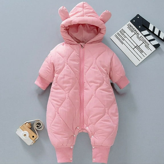 Snowsuit Baby Boy Hooded Jumpsuit Fleece Bear Ear Newborn Boy Romper Baby Girl Warm Outfits Preemie Baby Clothes 3-6 Months