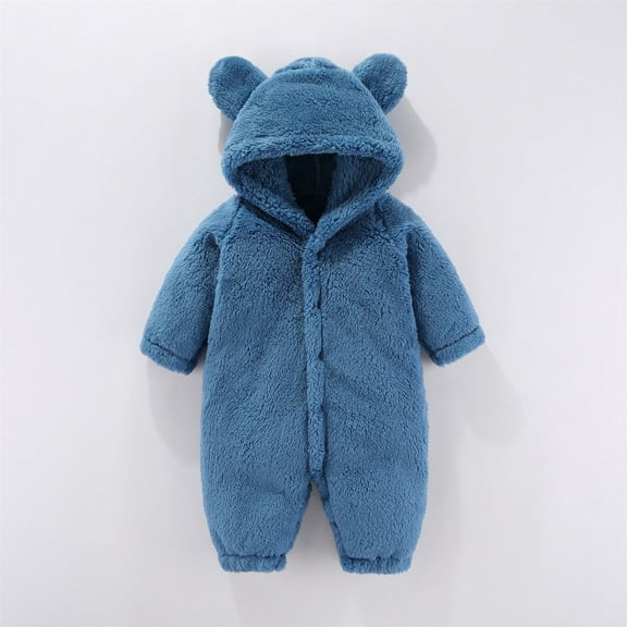 Snowsuit Baby Boy Hooded Jumpsuit Fleece Bear Ear Newborn Girl Baby Romper Newborn Outfit Warm Baby 6-9 Months