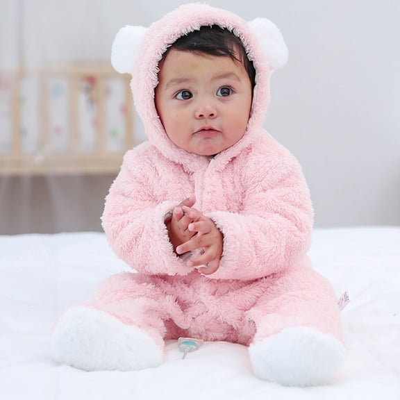 Snowsuit Baby Boy Hoodie Bear Ear Boy Romper Baby Girl Warm Outfits Preemie Baby Clothes 6-9 Months