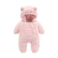 thumbnail image 1 of Snowsuit Baby Girl Fleece Hooded Jumpsuit Bear Ear Infant Romper Newborn Outfit Warm Newborn Sleepers 6-9 Months, 1 of 3