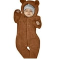 thumbnail image 1 of Snowsuit Baby Girl Fleece Hooded Jumpsuit Bear Ear Newborn Boy Baby Romper Warm Newborn Outfits Baby Girl Newborn Girl 6-12 Months, 1 of 5