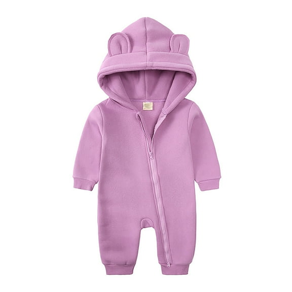 Snowsuit Baby Girl Fleece Jumpsuit Bear Ear Romper Baby Outfits Warm Newborn Sleepers 9-12 Months