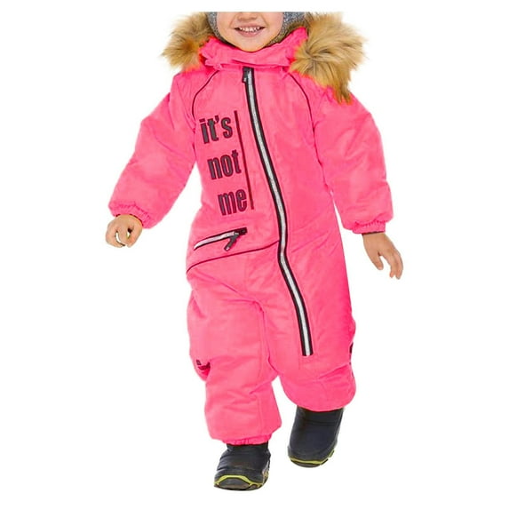 Snowsuit Children's Boys Girls Ski Suit Thermal Ski Overall Winter Warm Snow Overall Windproof Winter Suit With Removable Hood Mud Suit Outdoor Softshell Suit 12 Months-18 Months