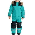 thumbnail image 1 of Snowsuit Children's Boys Ski Suit Thermal Ski Overall Warm Snow Windproof Winter Suit With Removable Hood Mud Softshell Suit for 3-4 Years, 1 of 6