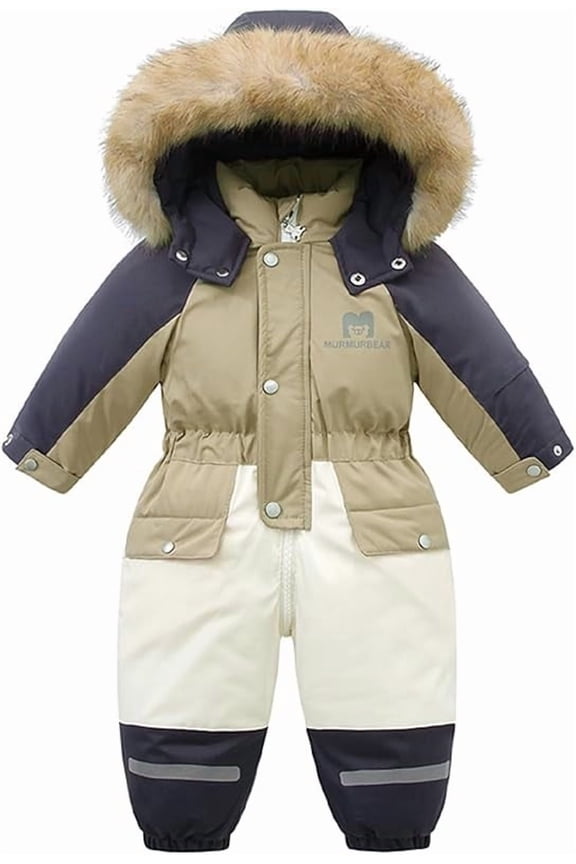 Snowsuit Ski Suit Toddler Winter Jumpsuit with Hood Fleece Lined for 1-6 Years