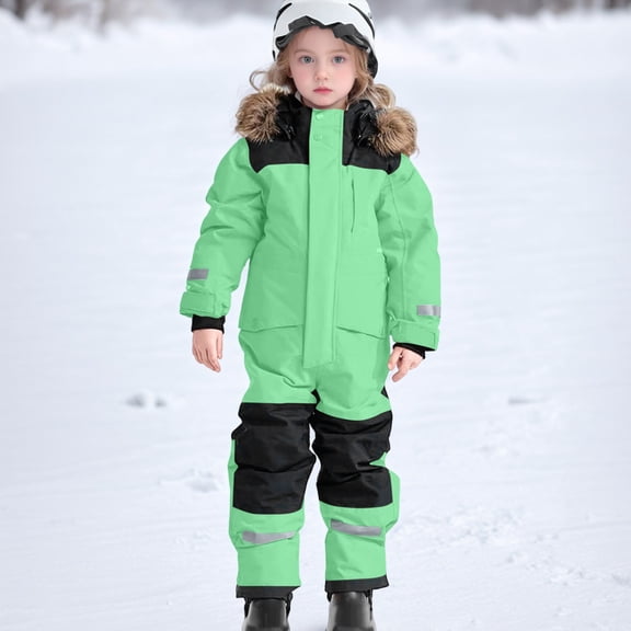 Snowsuit Toddler 3T Girls Toddler One Piece Snowsuits Baby Boys Girls Winter Thick Fleece Coats Jackets Insulated Warm Waterproof Jumpsuits