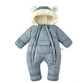thumbnail image 1 of Snowsuit Winter Coat for Girls Boys Snowsuit Insulated Padded Jumpsuit with Attached Mittens Booties Double Zipper Baby Toddler Warm Outfit Outerwear Jacket 12-18 Months, 1 of 5