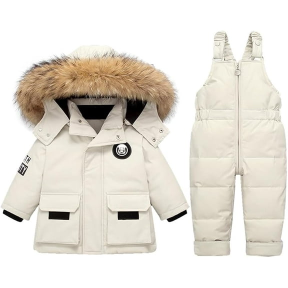 Snowsuits Clothing Set Winter 2 Pieces Down Jacket Coat with Snow Dungarees Bib Trousers Ski Suit Clothing