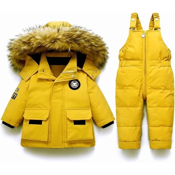 Snowsuits Clothing Set Winter 2 Pieces Down Jacket Coat with Snow Dungarees Bib Trousers Ski Suit Clothing
