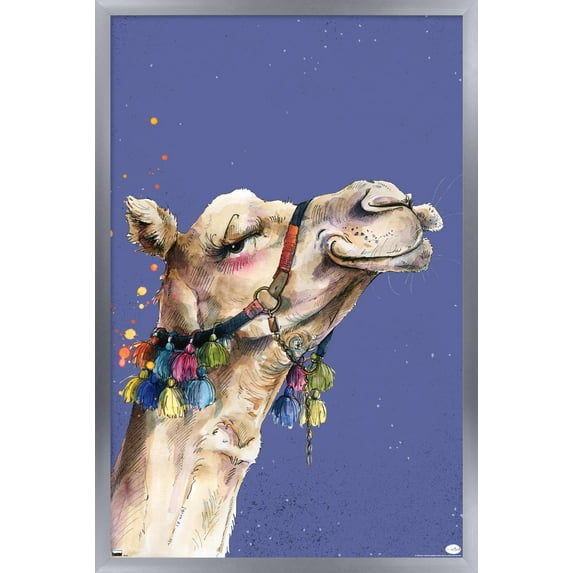 Snowtap - Camel Photobomb Wall Poster, 14.725" x 22.375" Framed
