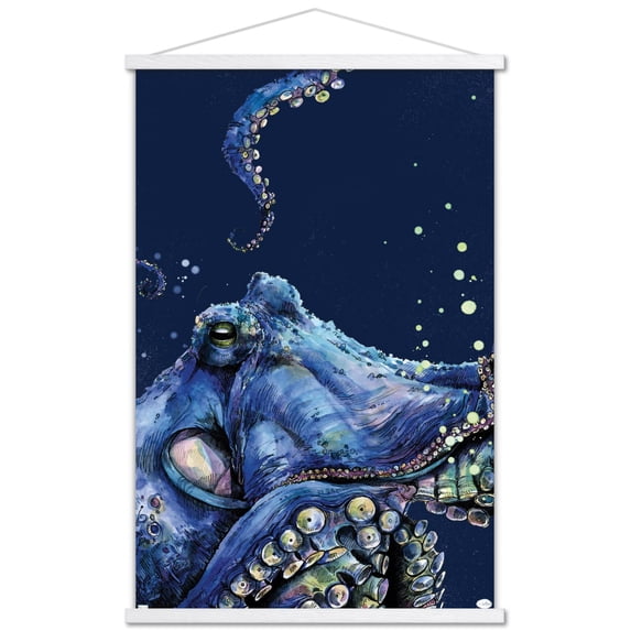 Snowtap - Octopus Photobomb Wall Poster with Magnetic Frame, 22.375" x 34"