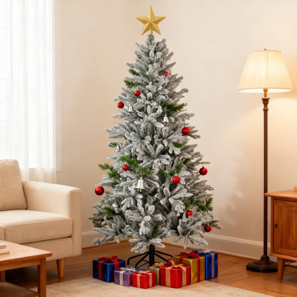 Snowy Artificial Christmas Tree with Easy Assembly, A Cozy Addition to Your Living Room Corner for Festive Season
