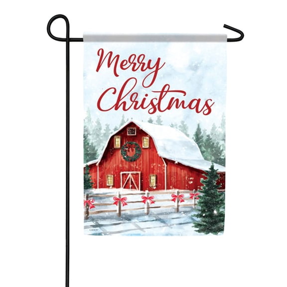 Snowy Barns Double Sided Picturesque Rural Country Winter Farm Landscape Outdoor Decoration, 28x40 POLE NOT INCLUDED