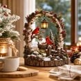 thumbnail image 1 of Snowy Birch Arch Christmas Desktop Ornament Red Cardinal Bird Statue with Lighted Lantern Pine Cone Berry Home Accent, 1 of 8