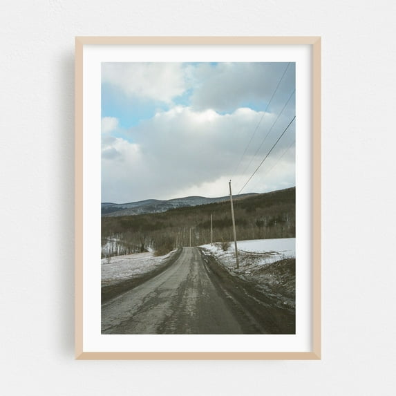 Snowy Catskills - Phoenicia New York Photography Oak Framed Wall Art Print 16 x 24 inches