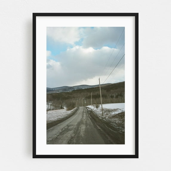 Snowy Catskills - Phoenicia New York Photography Rural Winter Landscape Snow Scenic Nature Black Framed Wall Art Print 12 x 16 inches