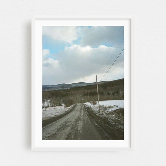 Snowy Catskills - Phoenicia New York Photography White Framed Wall Art Print 24 x 36 inches