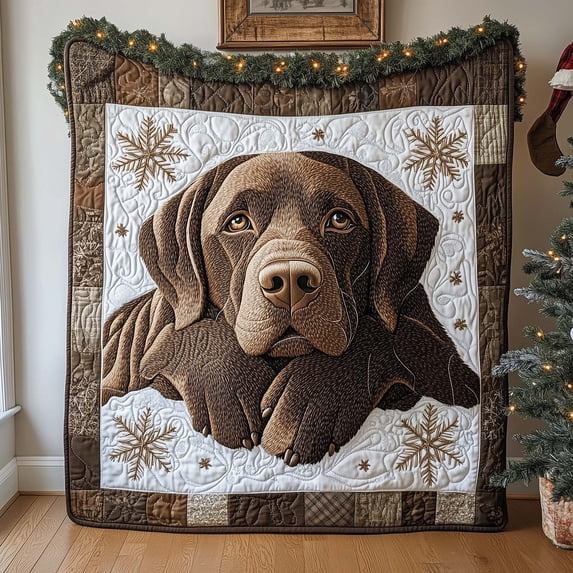 Snowy Chocolate Lab Quilted Blanket - Walmart.com