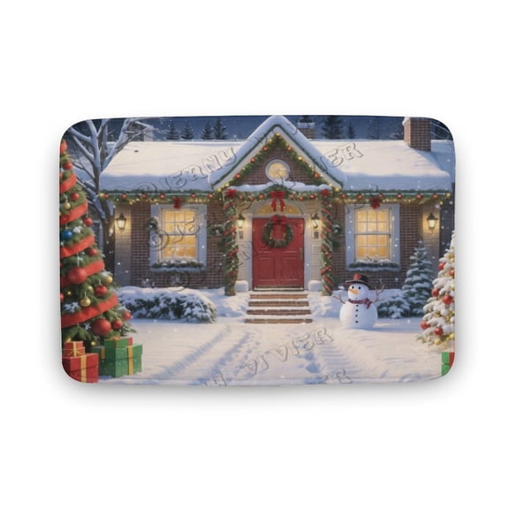 Snowy Christmas House Printed Bathroom Rugs Ultra Soft Bath Rugs - Bath Mats for Bathroom, Machine Wash, Non Slip Backing Rubber,Bathroom Rug 16"x24"
