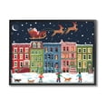 thumbnail image 1 of Snowy Christmas Town Santa Overhead Holiday Graphic Art Black Framed Art Print Wall Art, 1 of 7